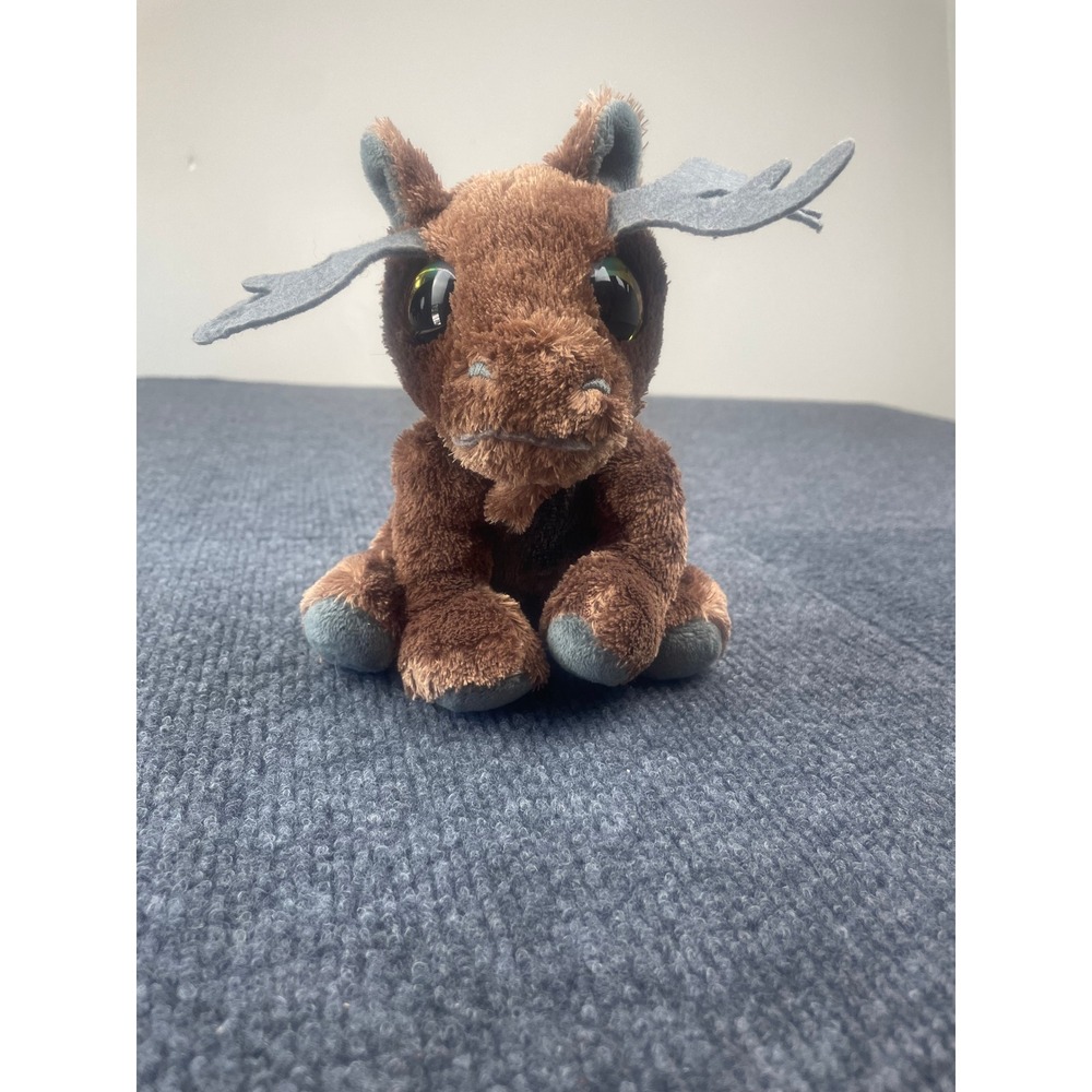 Lumo Stars Nordic Moose Brown Grey Plush Stuffed Animal Large Eyes 2018 6 Inch